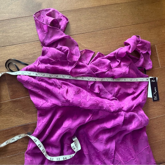 BCX Plus Pink Purple Mauve Ruffled Textured High-Low Dress. Size 1X. NWT! - Picture 11 of 13